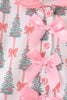 Pink Christmas Tree Bow Ruffle Pajama Set