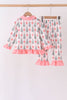 Pink Christmas Tree Bow Ruffle Pajama Set