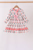 Pink Christmas Tree Bow Ruffle Dress
