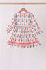 Pink Christmas Tree Bow Ruffle Dress