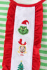 Green stripe grinch embroidery ruffle pajama set
