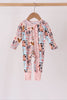 Pink Farm Animals Zip Bamboo Romper