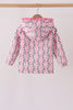 Pink Floral Stripe Ruffle Raincoat