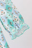 Green santa print ruffle dress