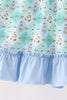 Green santa print ruffle dress