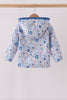 Blue Floral Ruffle Raincoat