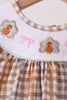 Khaki Turkey Bow Embroidery Pants Set