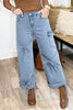 Beau Blue Bowknot Decor Boyfriend Cargo Jeans