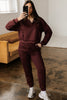 Chicory Coffee Button Drawstring Cropped Hoodie Jogger 2pcs Set
