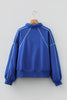 Sky Blue Button up Collared Exposed Seam Chic Sweatshirt
