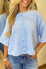 Peach Blossom 3/4 Sleeve Boxy Knit Button Down Sweater Cardigan