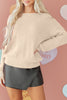 Jet Stream Ribbed Knit Ribbon Knot Backless Drop Shoulder Sweater