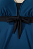 Rose Red Color Block Patchwork Bow Knot Detail Sleeveless Swim Dress