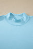 Light Pink Solid Color Exposed Seam Mock Neck Oversize Tee Casual Shorts 2pcs Outfit