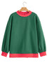 Pink Colorblock Polka Dot Contrast Trim Oversized Sweatshirt