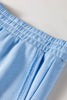 Mist Blue Solid Color Polo Tee Elastic Waist Shorts Plus Size Outfit