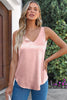 Pink Deep V Neck Loose Tank Top