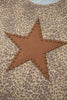Khaki Leopard Retro Studded Star Patch Loose Tee