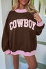 Grapefruit Orange Polka Dot Letter Graphic Colorblock Tunic Sweatshirt