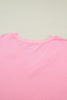 Bonbon V Neck Pleated Short Puff Sleeve Plus Size Blouse