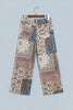 Brown Western Print Casual Shift Jeans
