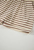 Brown Stripe Half Buttons Top and Shorts Set