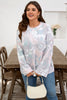 Green Plus Size Camouflage Print Drop Shoulder Loose Pullover Top