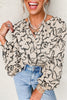 Gray Morn Floral Print Batwing Sleeve Buttoned Loose Fit Shirt