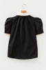 Black Ricrac Trim Color Block Patchwork Shirt Collar Short Sleeve Blouse