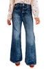 Beau Blue Acid Wash Pocket Detail Flare Jeans