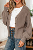 Light Pink Mixed Texture Knit Button V Neck Sweater Cardigan