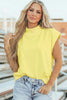 Black Solid Color High Neck Cap Sleeve Loose Top