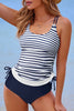 Sea Green Drawstring Tummy Control Mix-and-match 2pcs Tankini Swimsuit