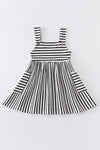 Black stripe strap girl dress