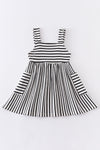 Black stripe strap girl dress