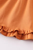 Orange ruffle button down dress