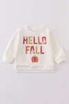 White hello fall sweatshirt
