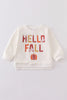 White hello fall sweatshirt
