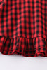 Red plaid ruffle girl dress