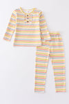 Multicolored stripe bamboo pajamas set