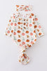 Pumpkin print bamboo baby gown set