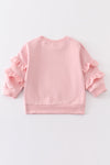 Pink cozy season ruffle girl sweatshirt