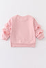 Pink cozy season ruffle girl sweatshirt