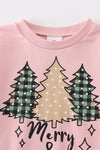 Pink christmas tree girl sweatshirt