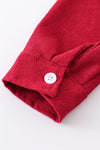 Red corduroy button down shirt