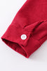 Red corduroy button down shirt
