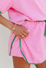 Bonbon Colorblock Edge Drop Shoulder T Shirt and Skort 2Pcs Set