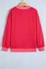 Pink Colorblock Polka Dot Contrast Trim Oversized Sweatshirt