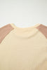 Light French Beige Leopard Star Color Block Patchwork Textured Baggy Sweatshirt