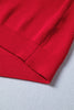 Fiery Red Bow Embroidered Graphic Ribbed Sweater Top